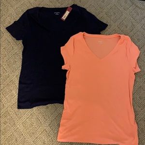 Target brand Navy and Coral v-necks